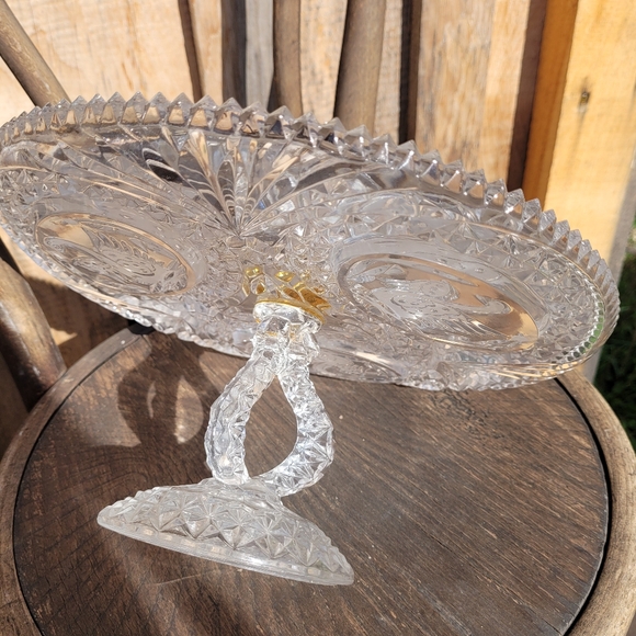 Vintage Hofbauer Crystal Swan Cake Stand 11" - Picture 11 of 12